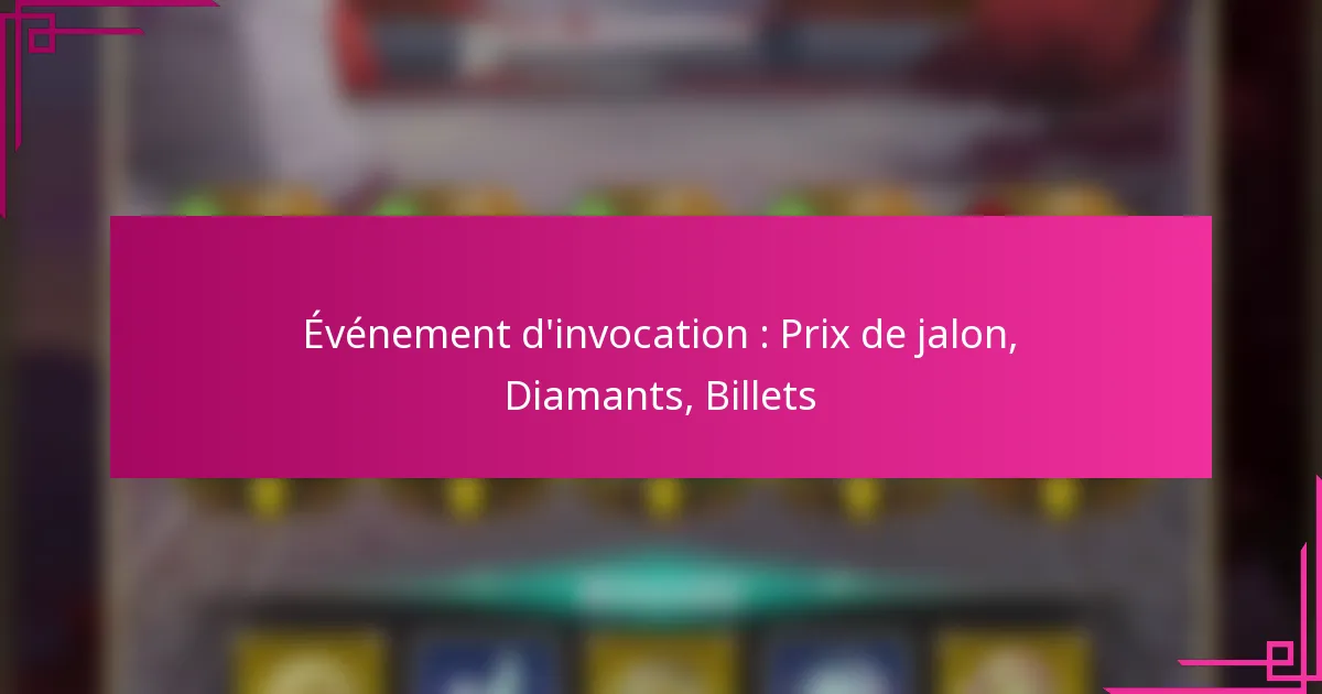 Événement d’invocation : Prix de jalon, Diamants, Billets